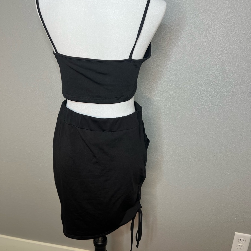 Black lace up Skirt set - Picture 2 of 10